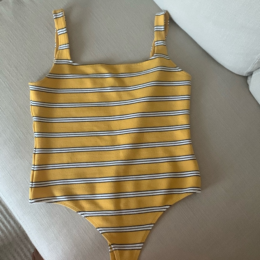 Express Yellow Striped Bodysuit